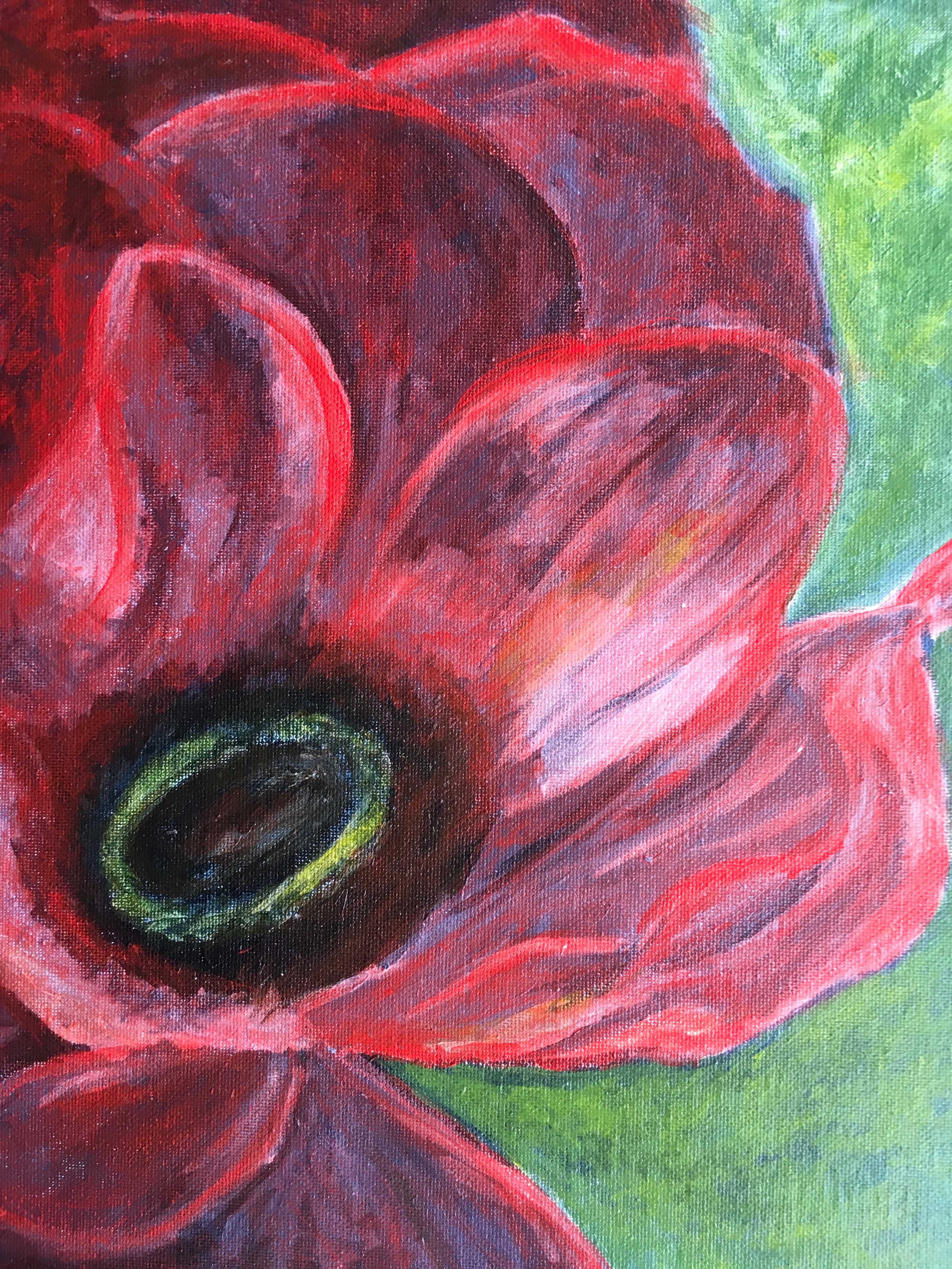 Poppy acrylic on canvas panel, 11 x 14"