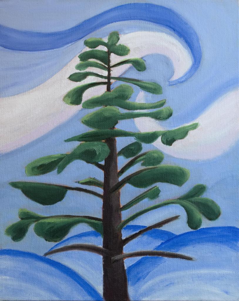 The Old Spruce, Innescroft, Oxford County. Oil on canvas panel, 8 x 10"