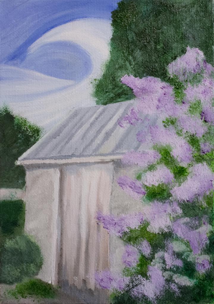 The Old Dairy, Innescroft, Oxford County. Oil on canvas panel, 5 x 7"