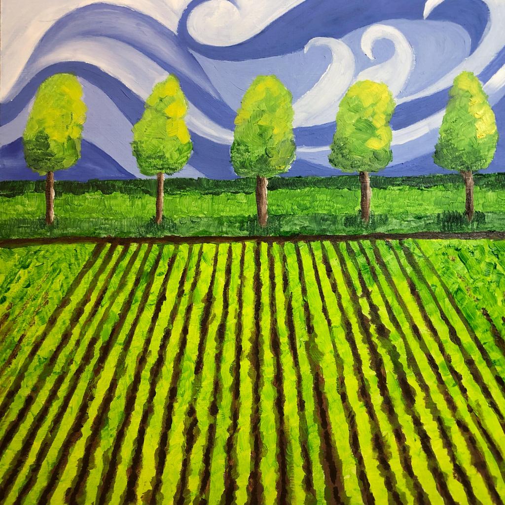 Spring Fields, Oxford County. Oil on panel, 10 x 10"