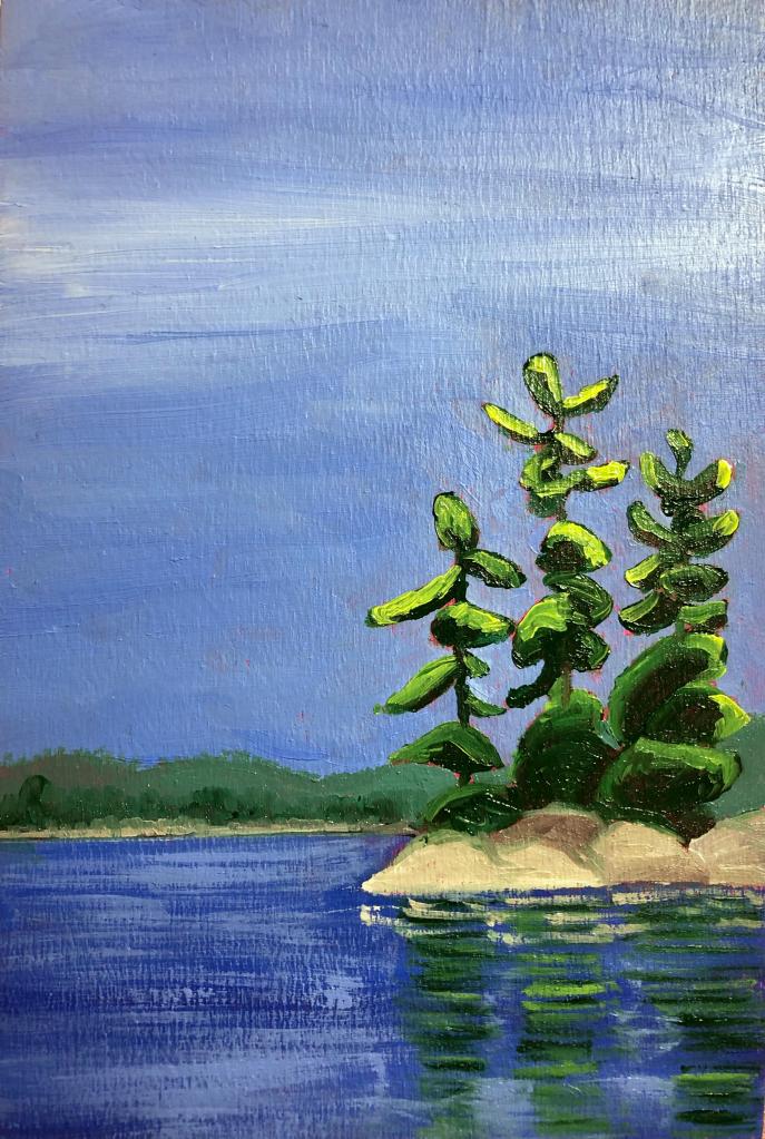 Algonquin Shoreline. Oil on panel, 4 x 6"
