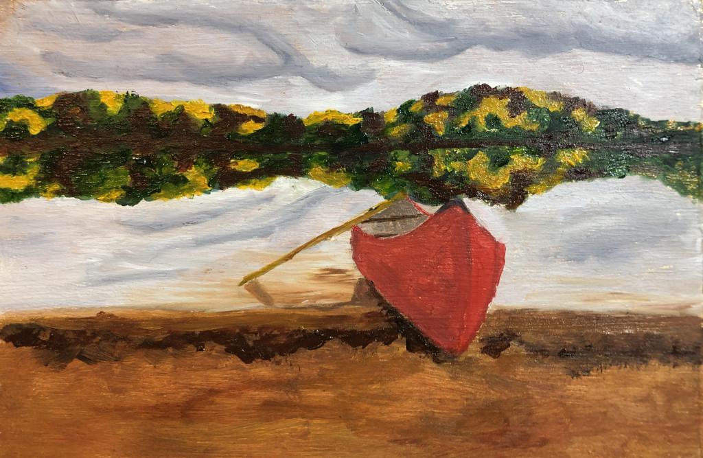 October Paddle, Algoma. Oil on cradled panel, 5 x 7"
