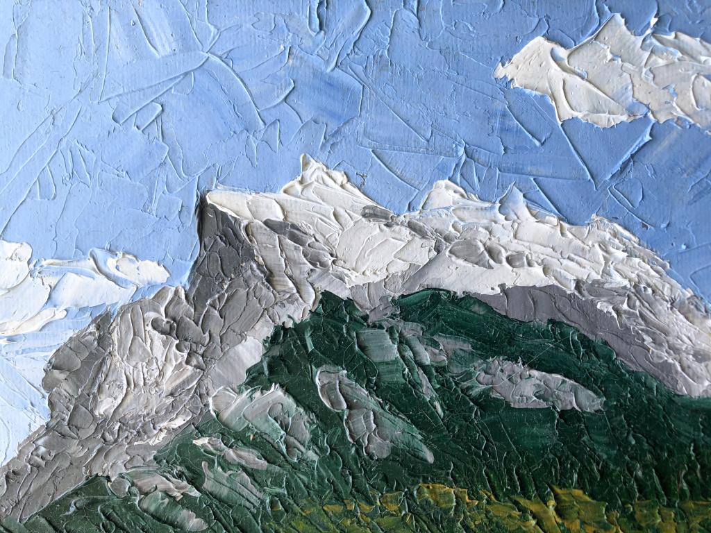 Waskahigan Watchi (Mt. Rundle, Banff). Oil on cradled panel, 5 x 7" (sold)